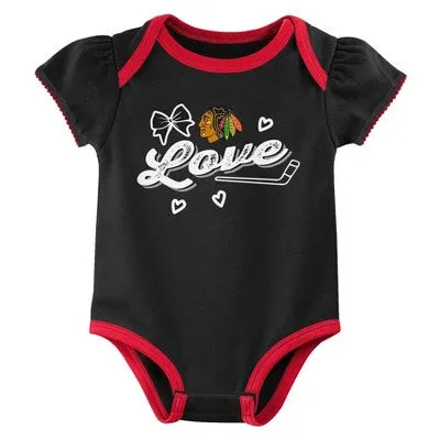 NHL Chicago Blackhawks Infant Girls' 3pk Bodysuit - 12M