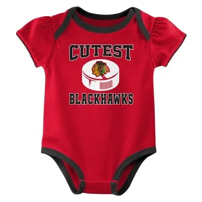 NHL Chicago Blackhawks Infant Girls' 3pk Bodysuit - 12M