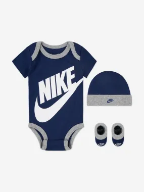 Nike Baby Boys Logo Bodysuit Gift Set in Blue