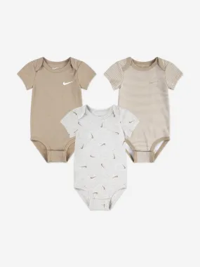 Nike Baby Mix and Match 3 Pack Bodysuit Set in Beige