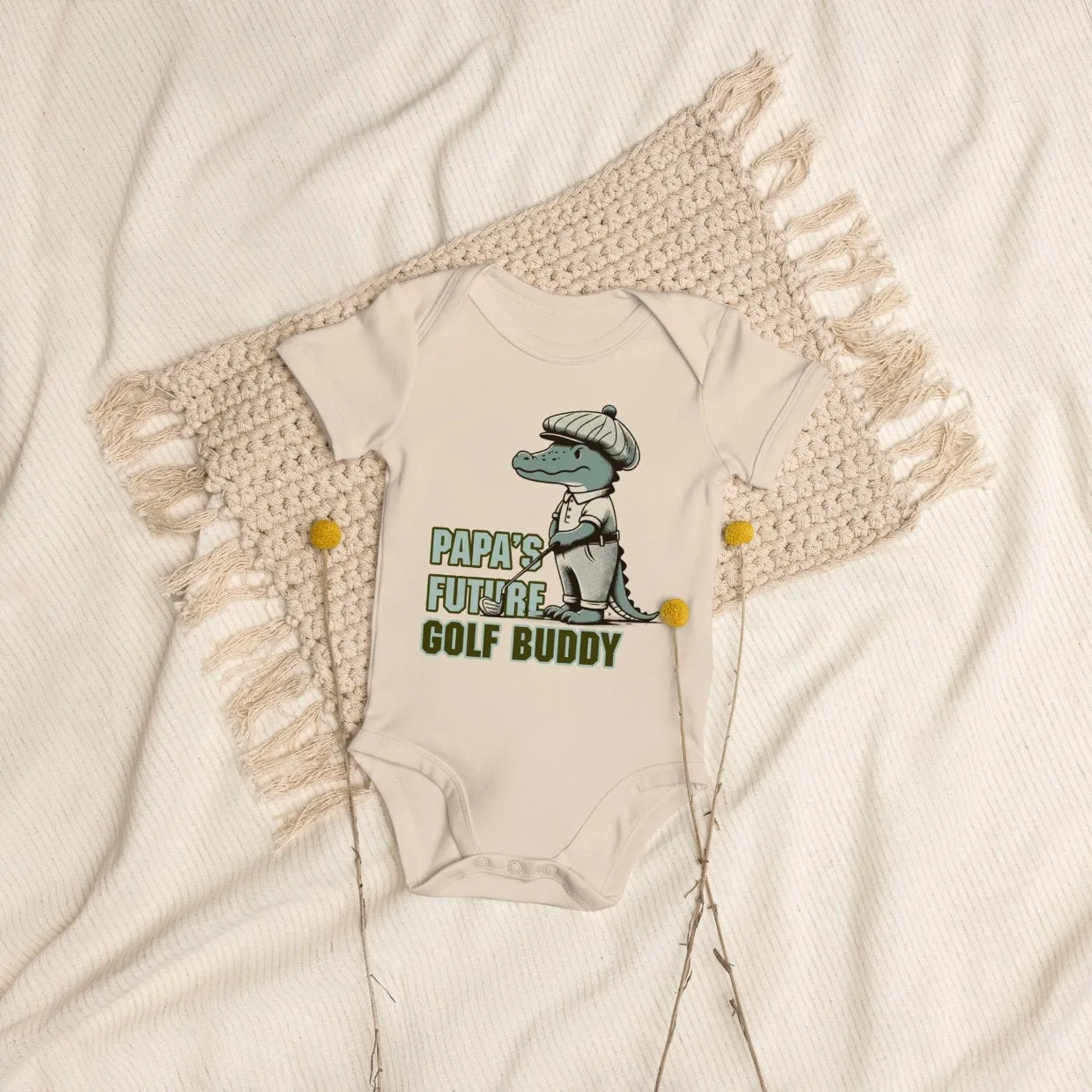 Organic Cotton Baby Bodysuit Papa’s Future Golf Buddy