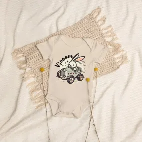 Organic Cotton Baby Bodysuit Racing Vrooom Rabbit