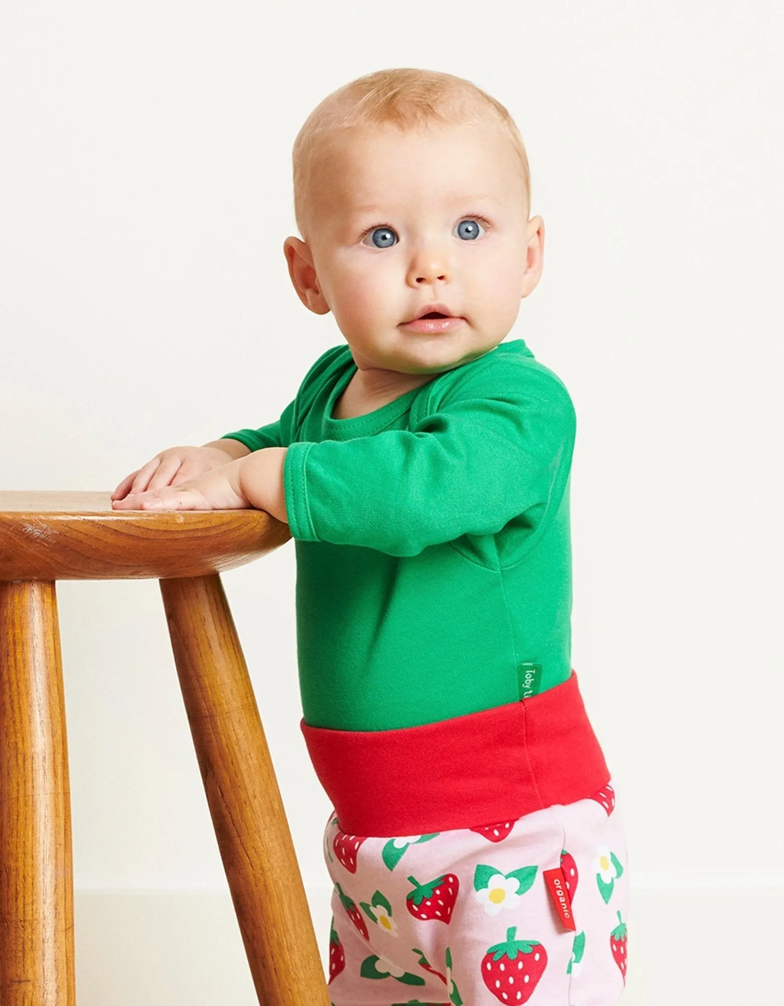 Organic Green Basic Long-Sleeved Baby Bodysuit