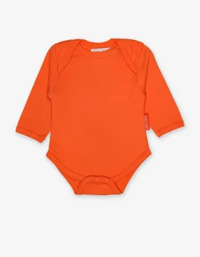 Organic Orange Basic Long-Sleeved Baby Bodysuit