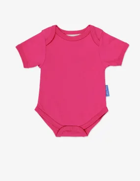 Organic Pink Basic Short-Sleeved Baby Bodysuit