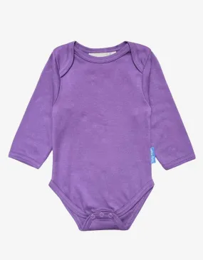 Organic Purple Basic Long-Sleeved Baby Bodysuit