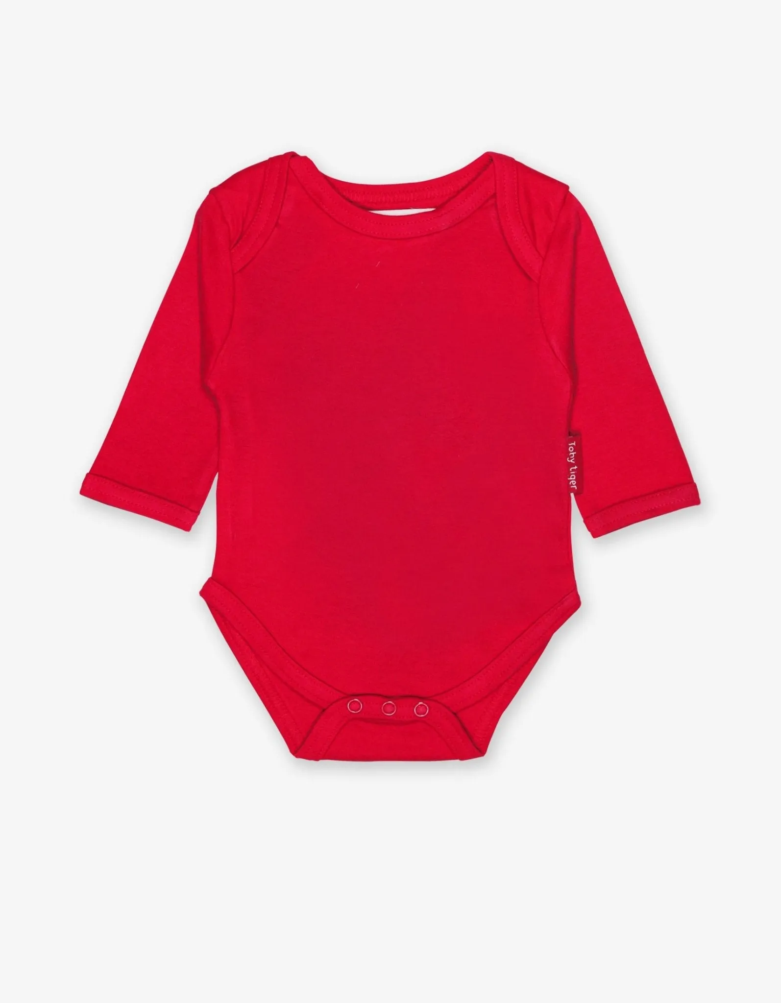 Organic Red Basic Long-Sleeved Baby Bodysuit