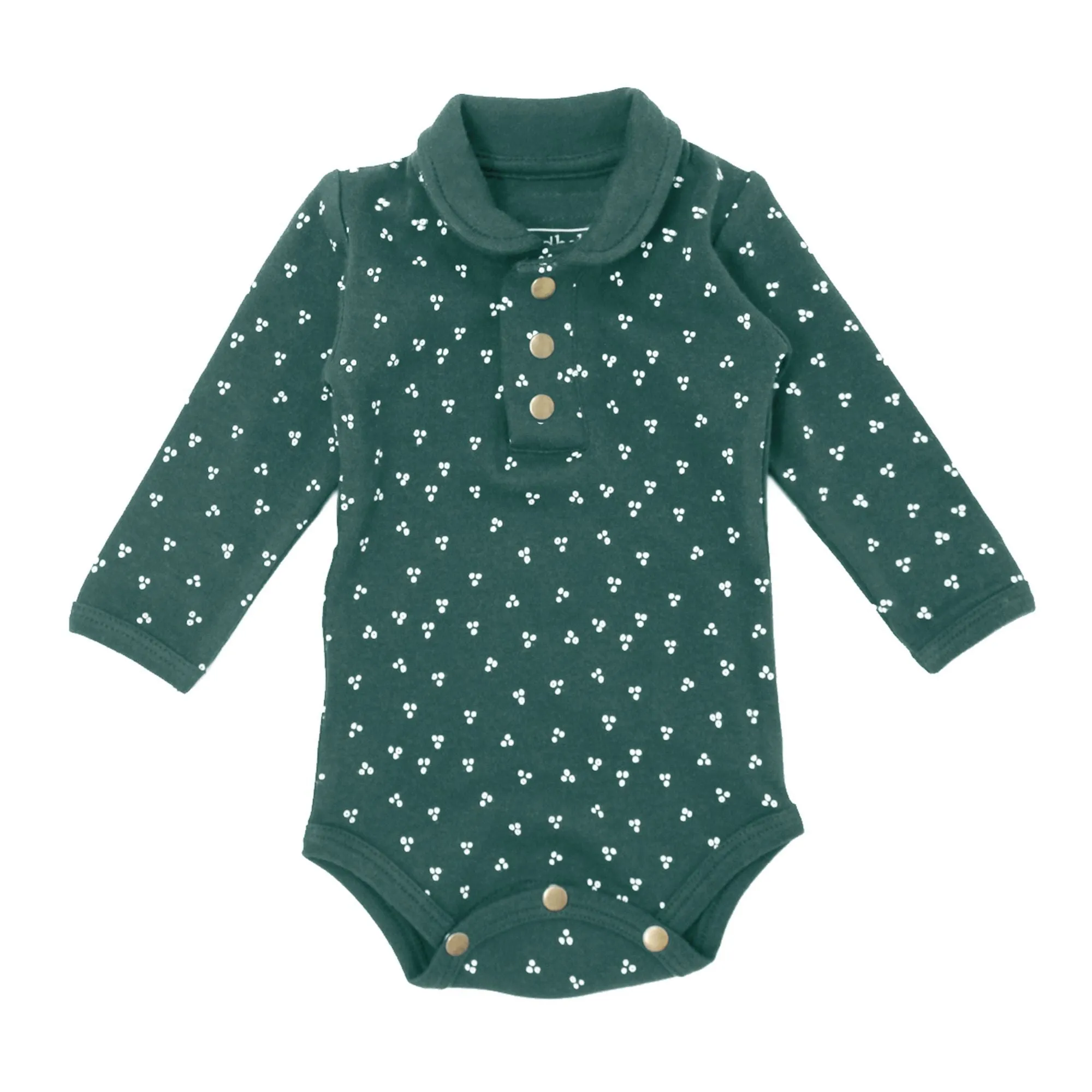 Organic Spruce Green Dots Polo Bodysuit