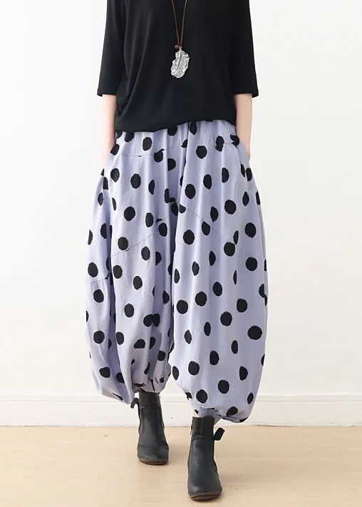 Organic wide leg pants Cotton clothes Women Shape blue dotted A Line pants spring