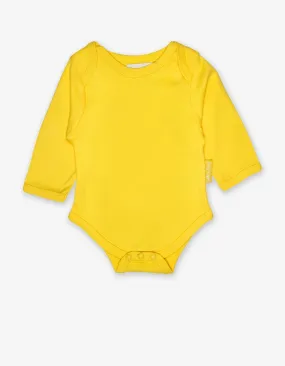 Organic Yellow Basic Long-Sleeved Baby Bodysuit