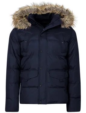 Padded detachable hooded coat in navy - Dissident