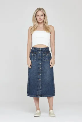 Pantamo Jeans Pantamo Mid-Tone Distressed Blue Woman's Denim Skirt