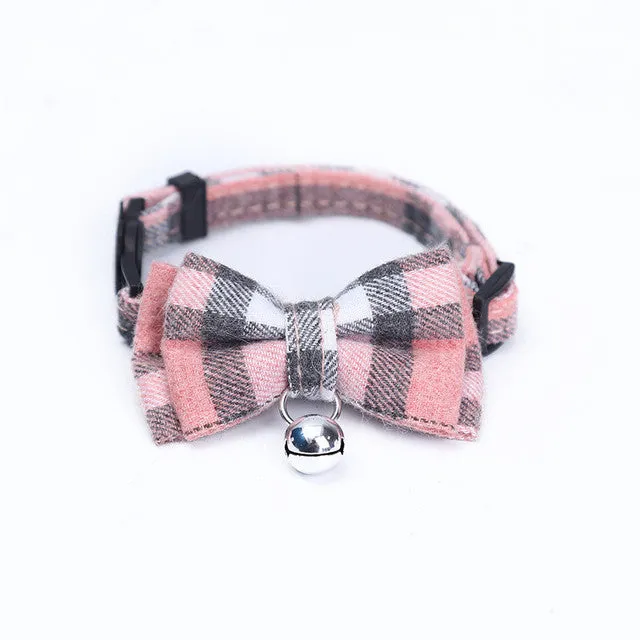 Patch Buckle Cat And Dog Collar with Bow