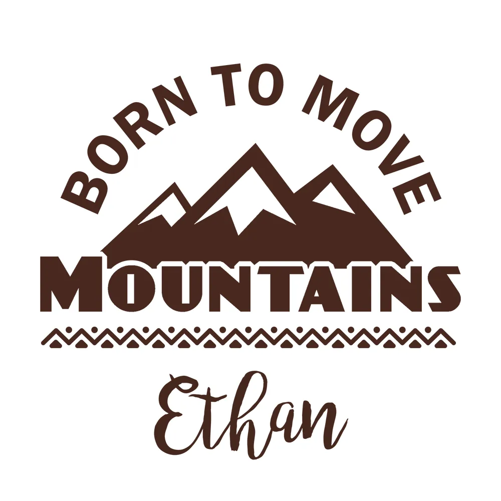 Personalized Organic Baby Bodysuit - Born To Move Mountains  (White / Short Sleeve)