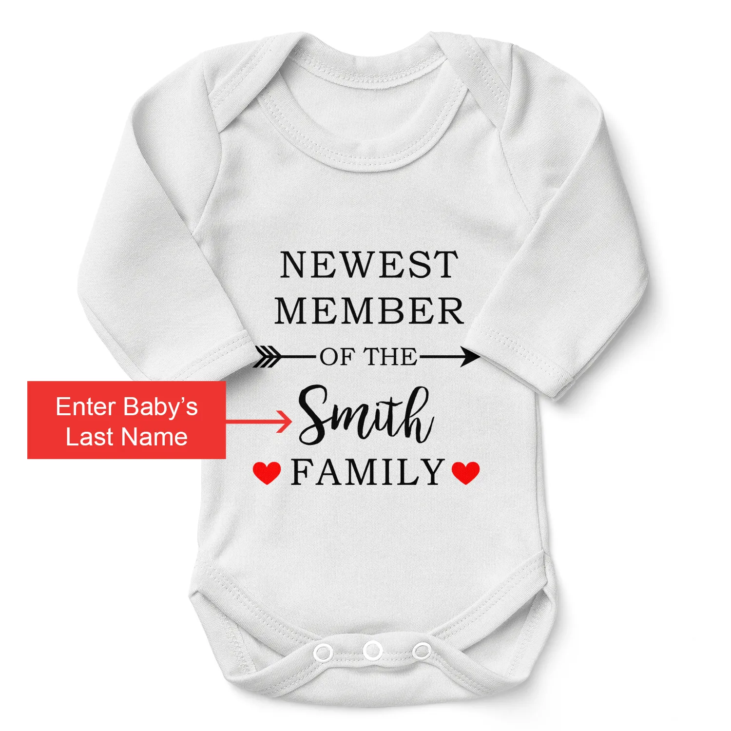 Personalized Organic Baby Bodysuit - Newest Member of the Family (White)