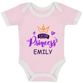 Personalized Organic Baby Bodysuit - Princess (Pink / Short Sleeve)