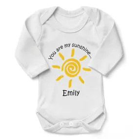 Personalized Organic Baby Bodysuit - You Are My Sunshine (White / Long Sleeve)