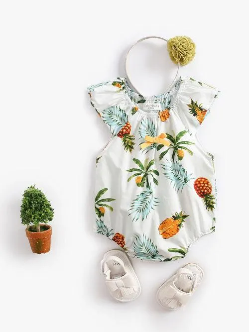 Pineapple Print Summer Onesie Infant Girl Bodysuit