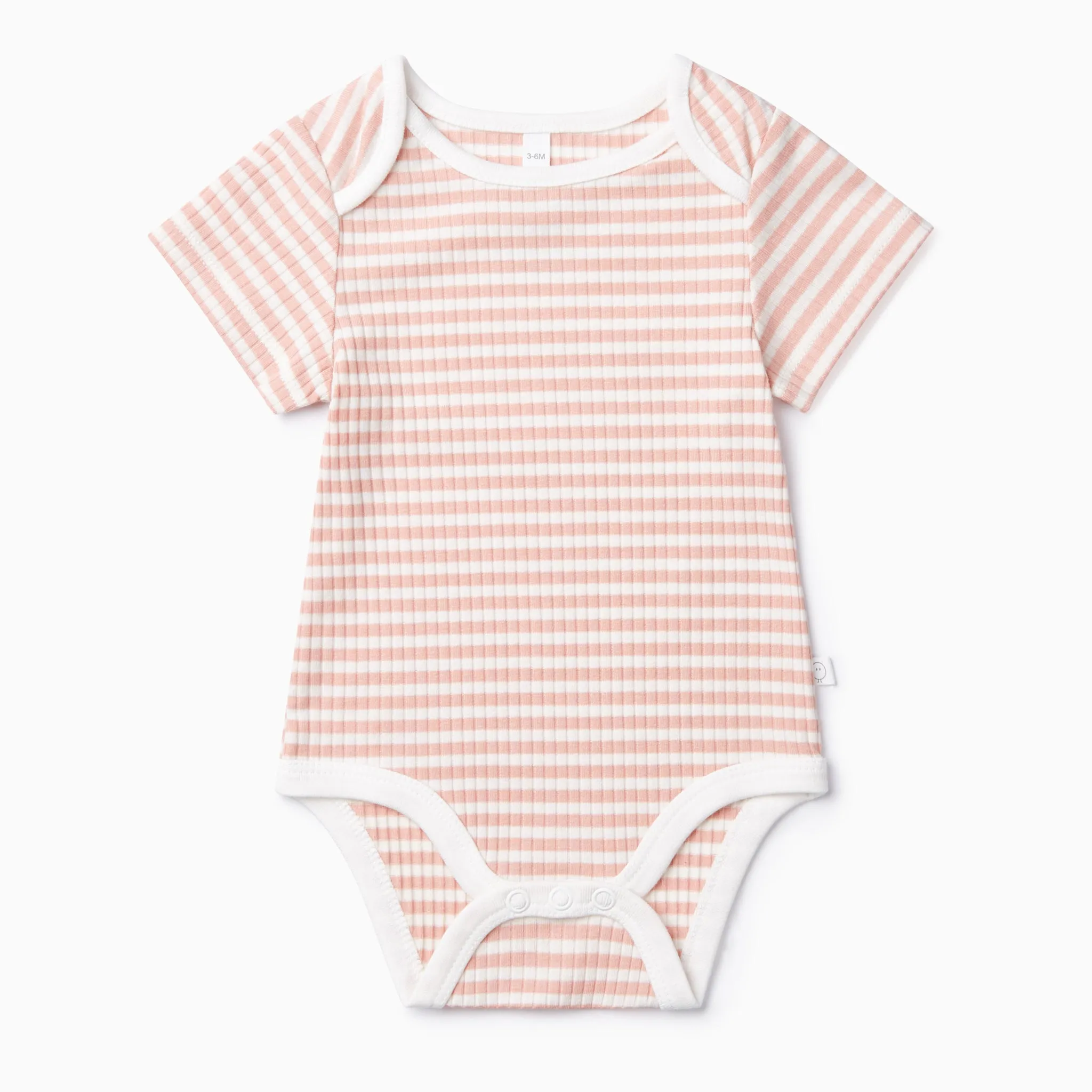 Pink Stripe Ribbed Short Sleeve Bodysuit