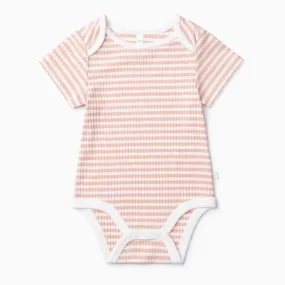 Pink Stripe Ribbed Short Sleeve Bodysuit