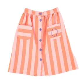 PIUPIUCHICK ORANGE PINK STRIPED POCKET SKIRT [FINAL SALE]