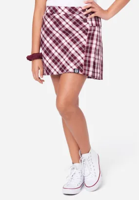 Plaid Wrap Pleated Skirt