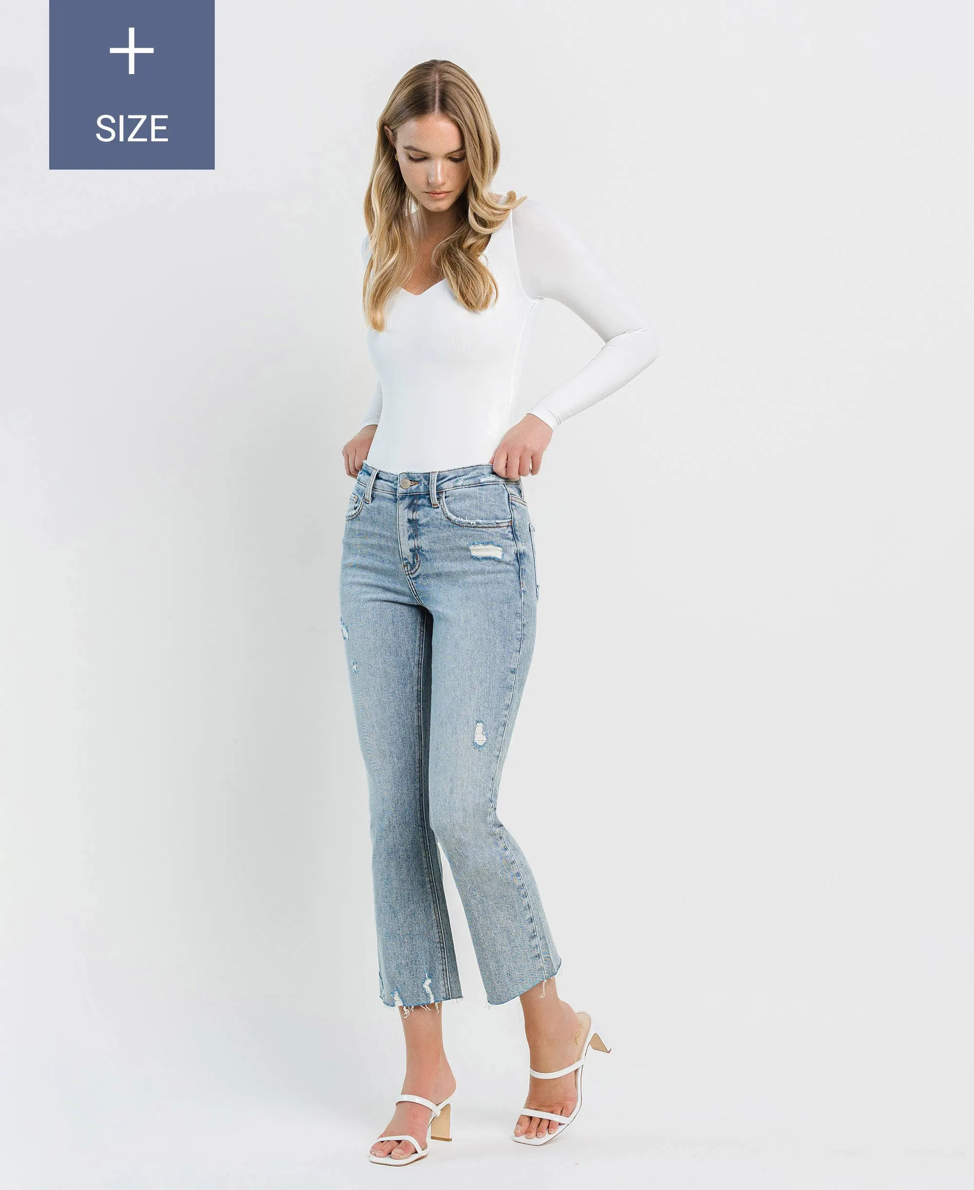 PLUS SIZE CALI KISS HIGH RISE KICK FLARE JEANS