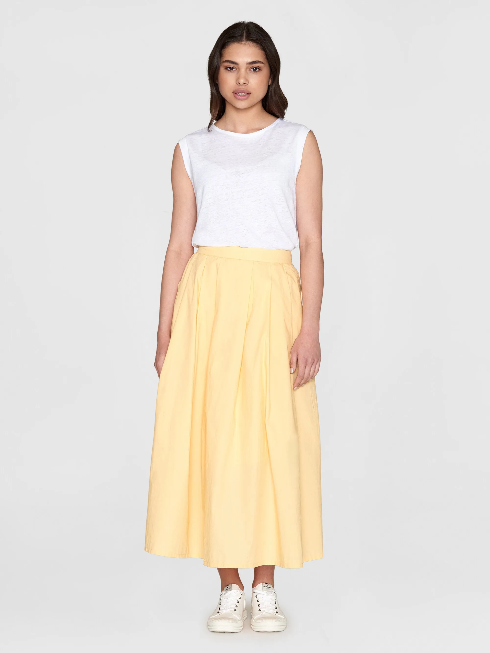 Poplin pleated mid-length skirt - Impala