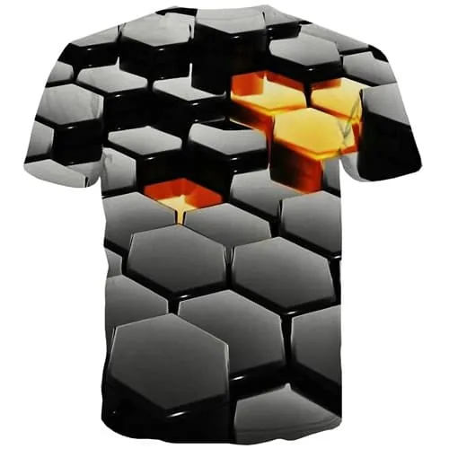 Psychedelic T shirts Men Geometric T-shirts Graphic Square Tshirts Novelty Black Tshirts Cool Harajuku Shirt Print Short Sleeve