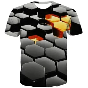 Psychedelic T shirts Men Geometric T-shirts Graphic Square Tshirts Novelty Black Tshirts Cool Harajuku Shirt Print Short Sleeve