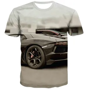 Racing Car T-shirt Men Metal Tshirt Printed City T-shirts 3d Gray Tshirts Casual Retro T shirts Funny