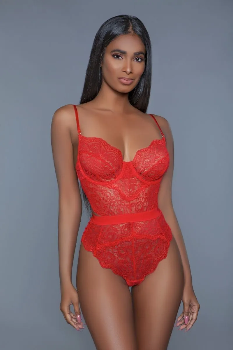 Red Lace Bodysuit