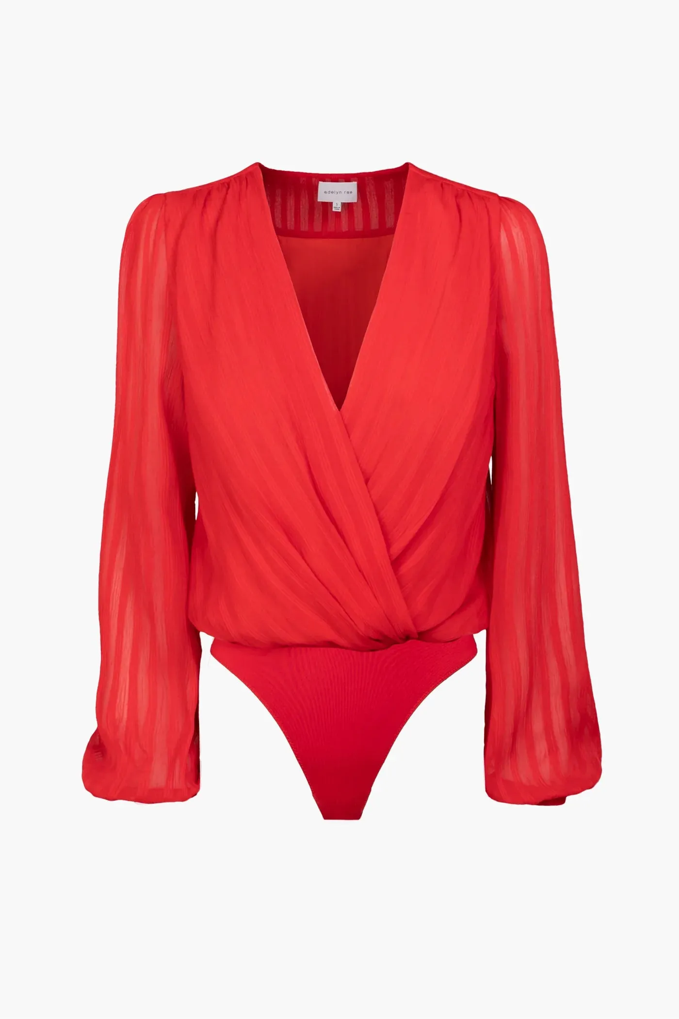 Red Sheer Slv Vneck Afterhour Bodysuit