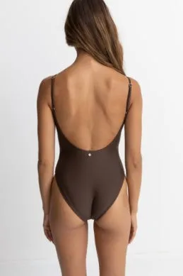 RHTYHM Classic Minimal one piece swimsuit- Chocolate