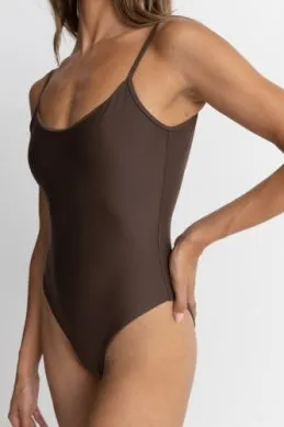 RHTYHM Classic Minimal one piece swimsuit- Chocolate