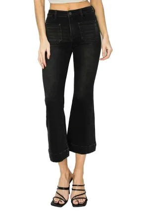 Risen Jeans - High Rise Front Patch Pocket Ankle Flare Jeans - RDP5767