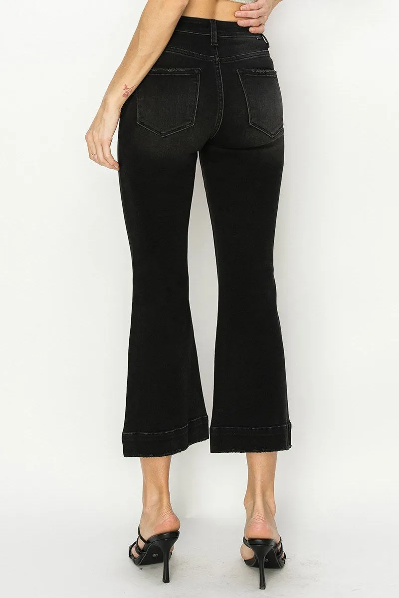 Risen Jeans - High Rise Front Patch Pocket Ankle Flare Jeans - RDP5767