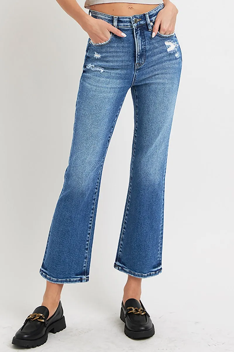 Risen Jeans - Tummy Control High Rise Crop BootCut Jeans - RDP5937