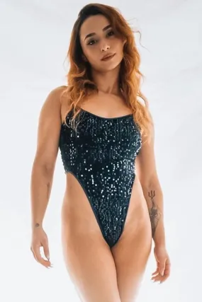 Rolling KI Bodysuit - Navy Sequin