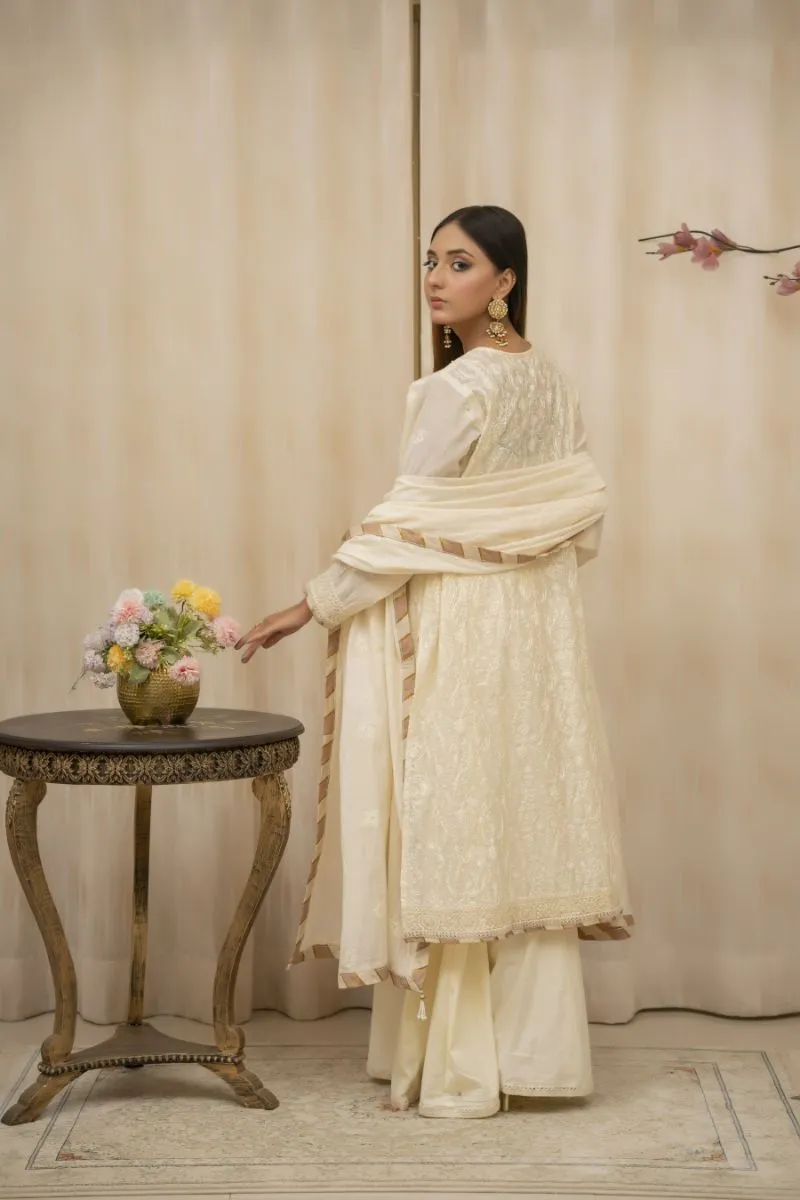 Sadia Aamir - Minara - Ivory  - Paper Cotton - 3 Piece