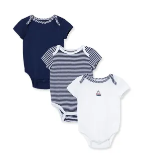 Sailboats 3-pack Bodysuit Navy Multi