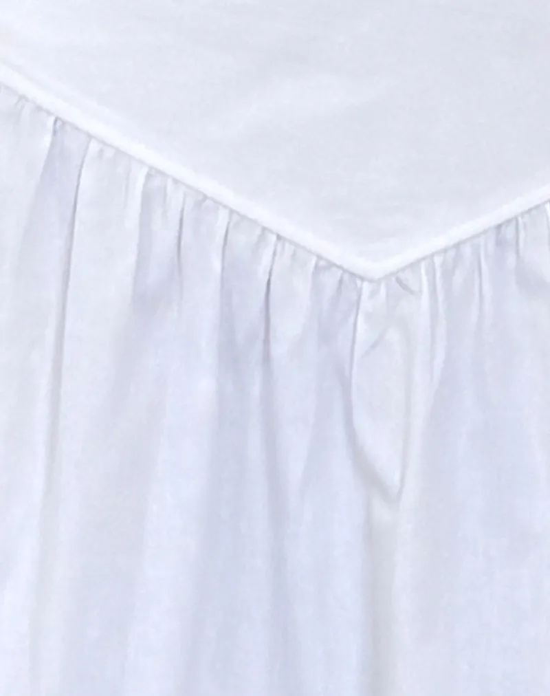 Sarayu Midi Skirt in Poplin White