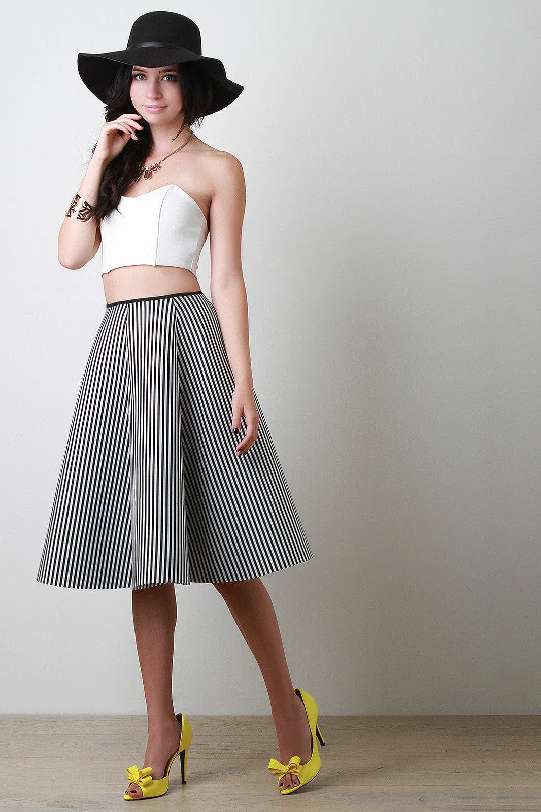 Scuba Knit Striped Circle Skirt