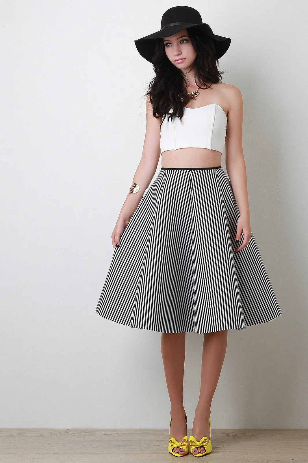 Scuba Knit Striped Circle Skirt