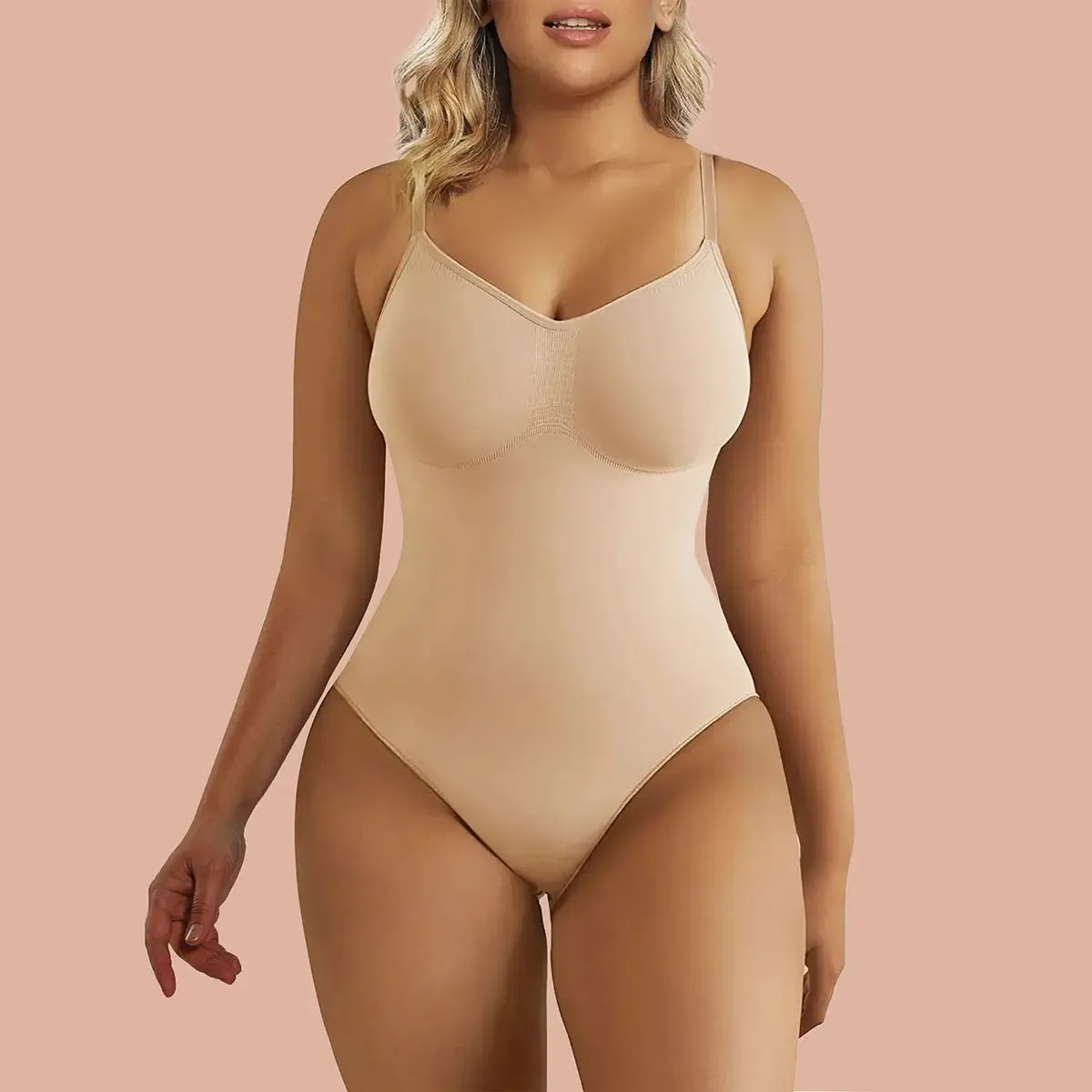 SHAPERX Tummy Control Shapewear Adjustable Straps Seamless Thong Body Shaper