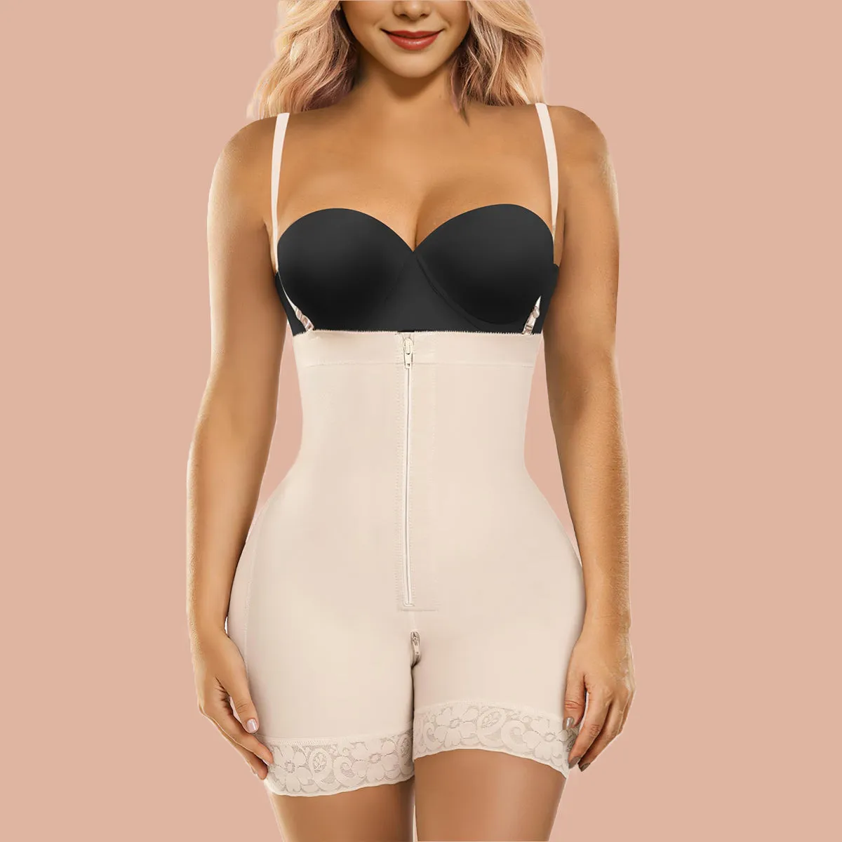 SHAPERX Women's Tummy Control Shapewear Fajas Colombianas Open Bust Body Shaper Bodysuit with Zipper Crotch