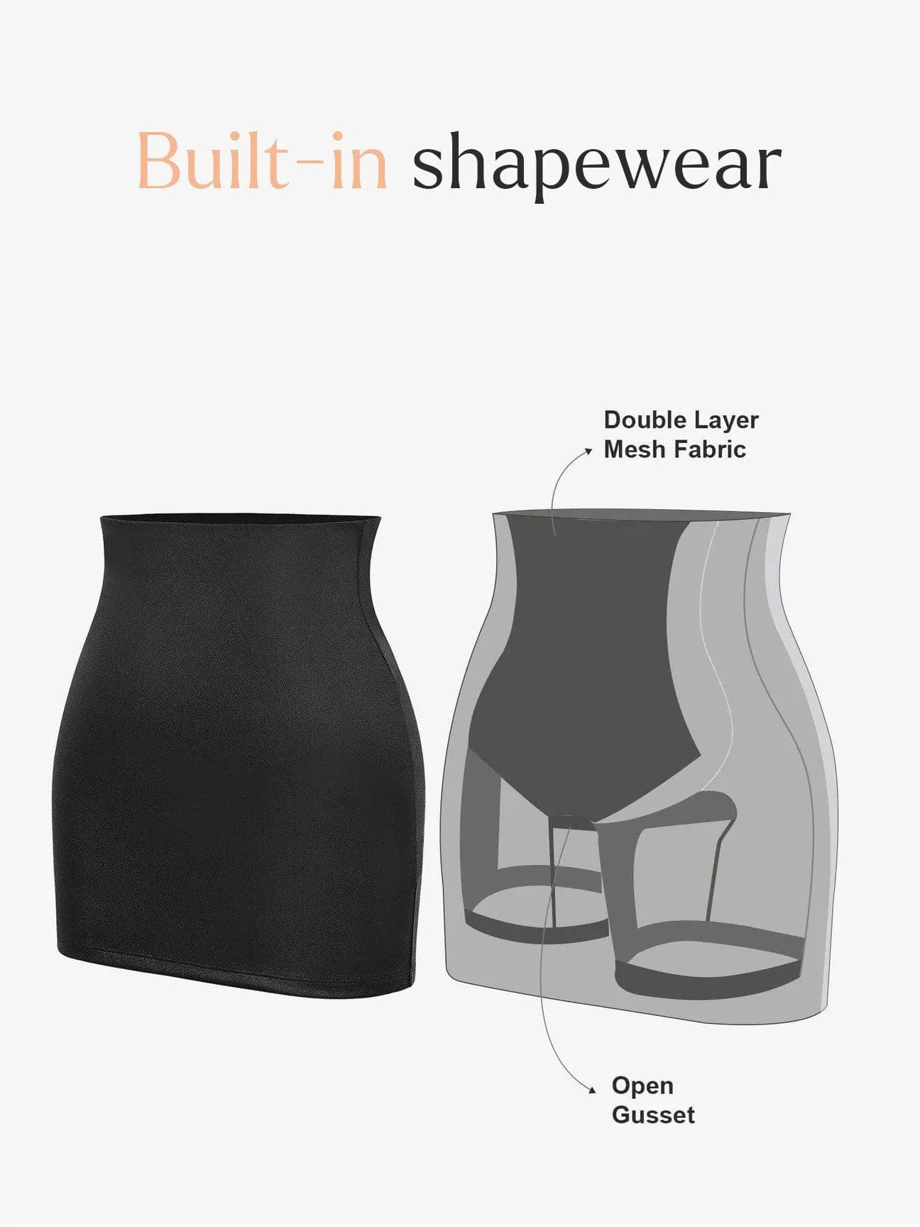 Shapewear Faux Leather Butt Lifting Mini Skirt