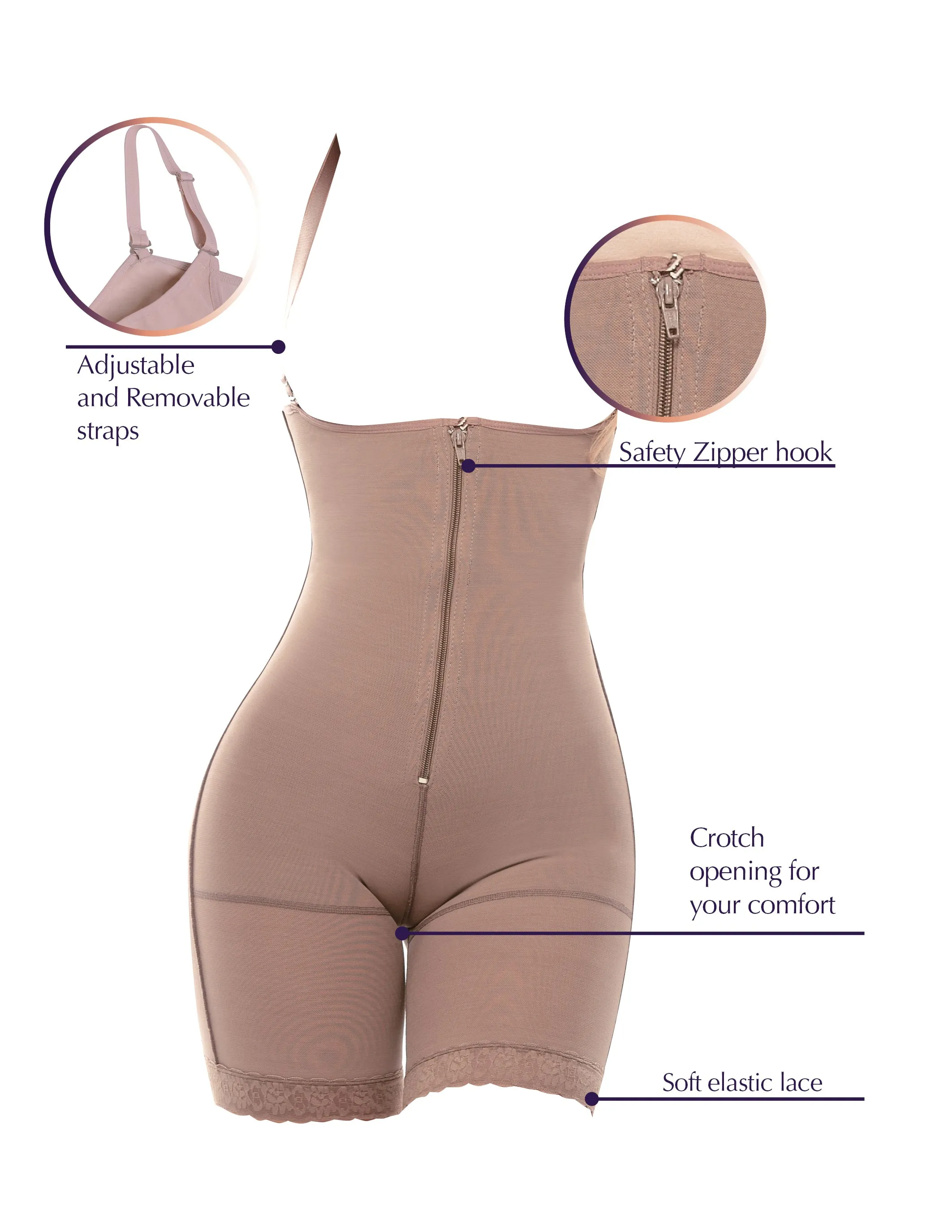 Siluet 1014 Postsurgical Slimming Braless Mid-Thigh Body Shaper