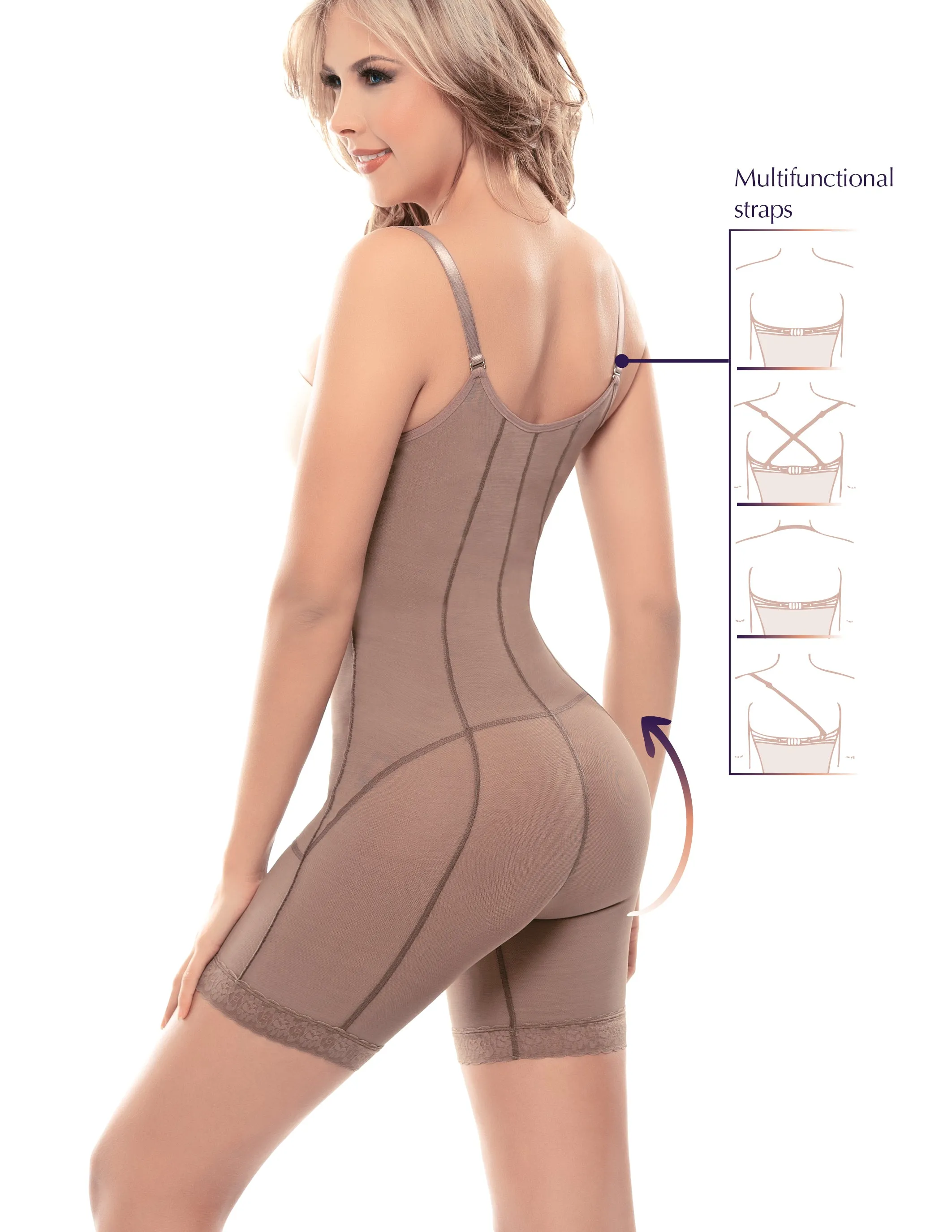 Siluet 1014 Postsurgical Slimming Braless Mid-Thigh Body Shaper