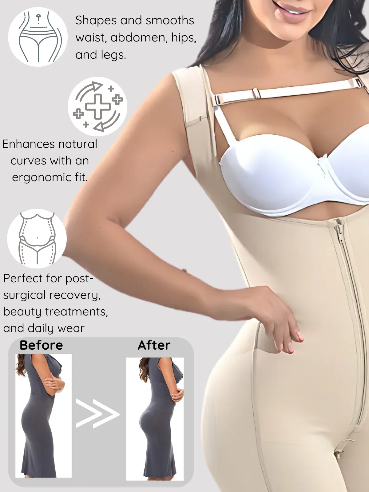 Siluet 1028 Bodysuit Slimming Shaper with Latex – Full Body Control & Everyday Comfort